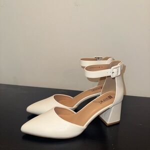 Elegant White Block Heel Women's Shoes